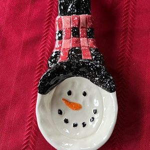 VTG Ganz embossed snowman spoon rest, hand painted